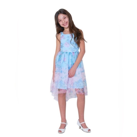 Rare Editions Girls Dress Blue Floral Size 16 - Picture 1 of 7